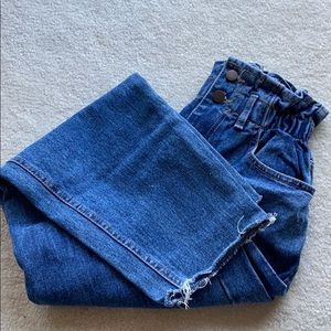 High waisted blue jeans
